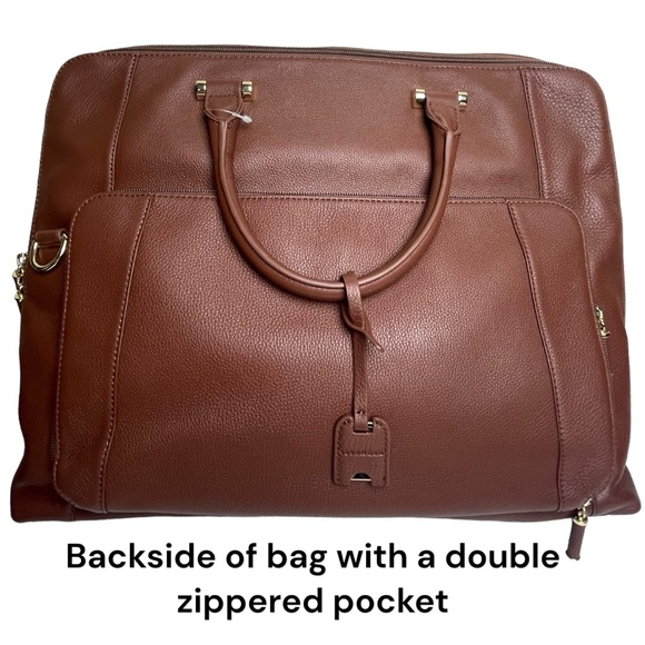 NWOT Levenger Womens Brown Leather Structured Messenger Briefbag w Laptop Case - Picture 4 of 16
